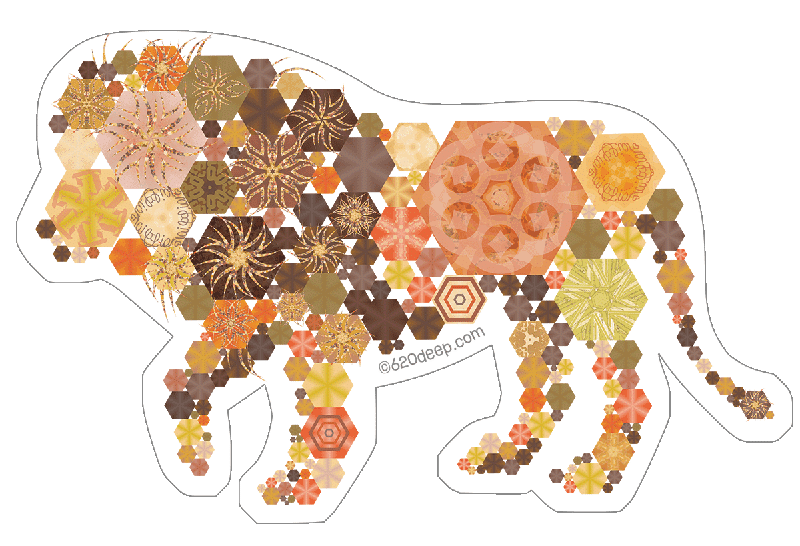 Hexagon Lion Sticker