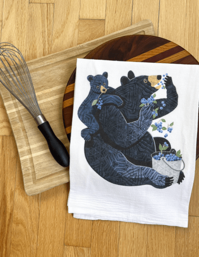 Blue Beary and Baby tea towel