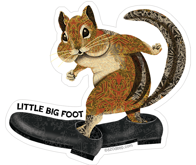 Little Big Foot Chipmunk trying on Dad's shoes