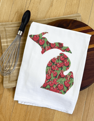 Michigan Cherries tea towel