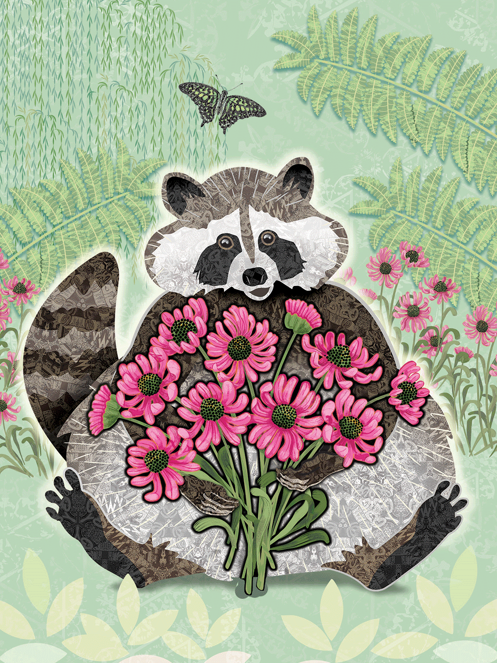 Raccoon Bouquet Notecard