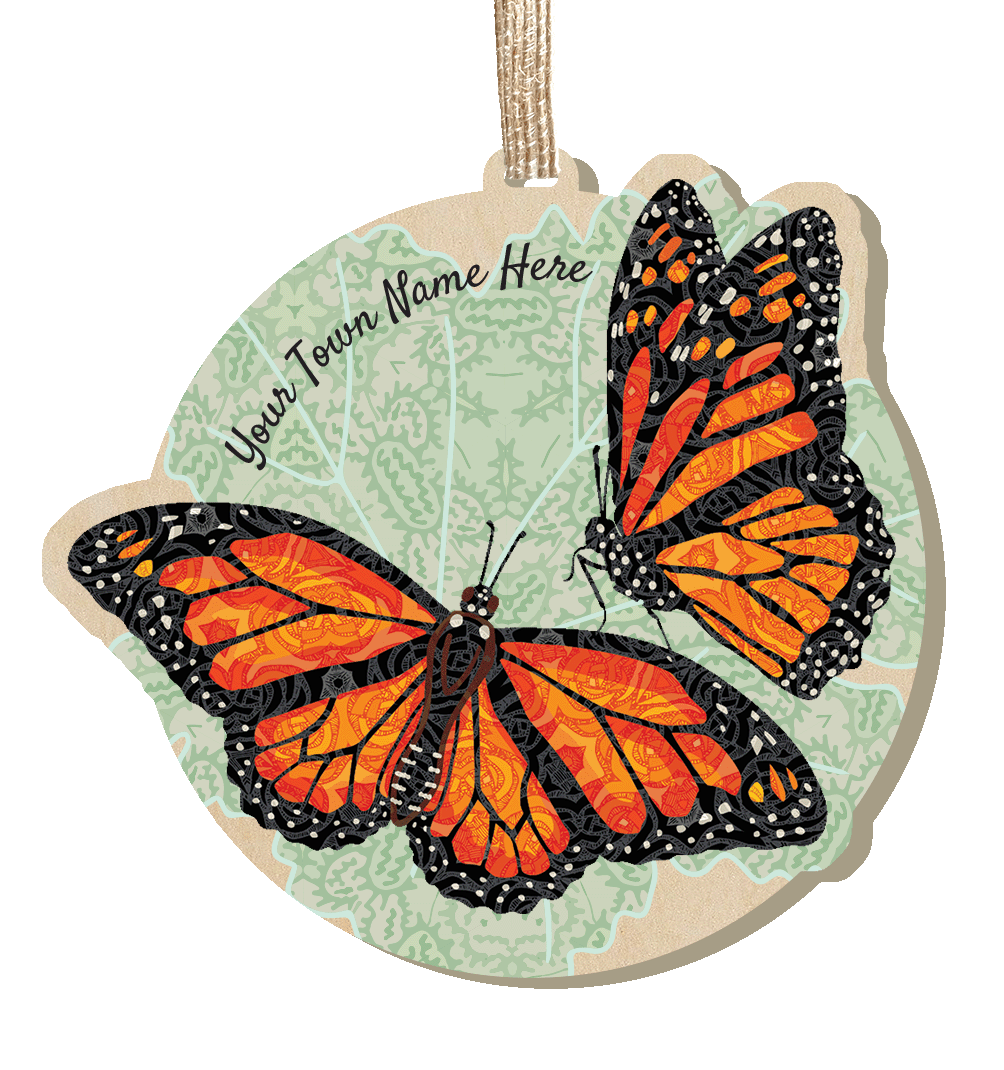 Two Monarchs Name Drop Ornament