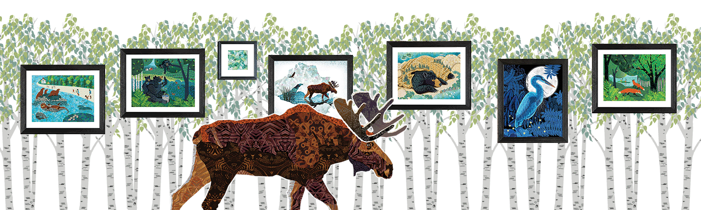 Birch Gallery with Moose